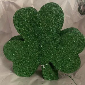 St Patricks Day Glitter Shamrock Tabletop Decor Irish Leprechaun